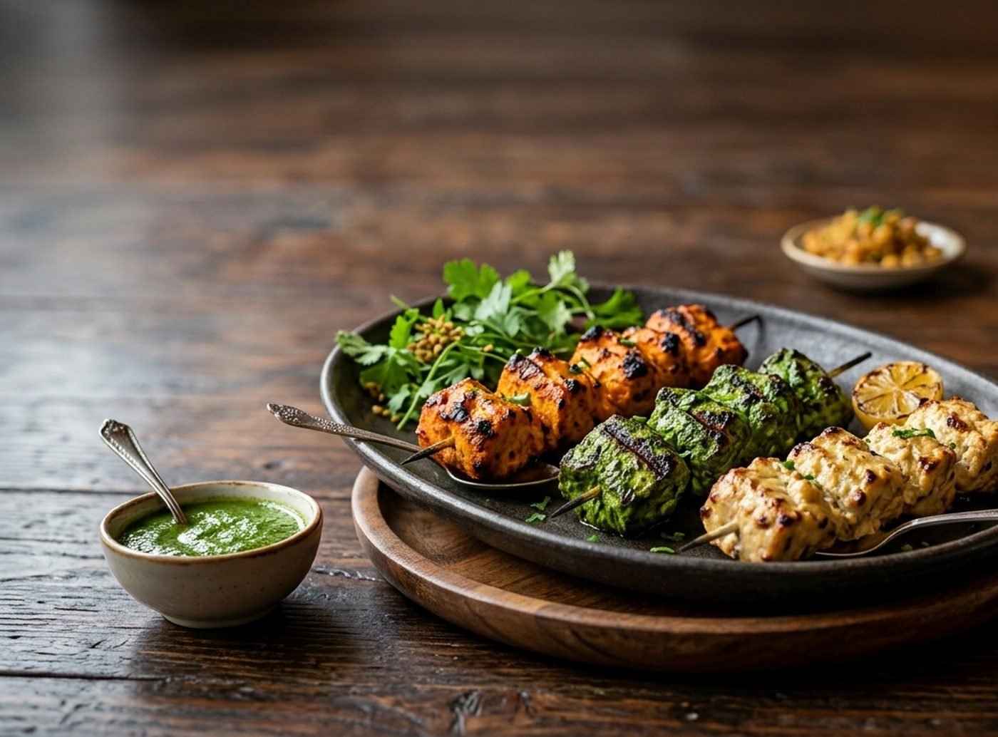 A chargrilled chicken tikka platter at Doon Delight